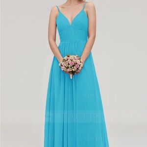 A-line/Princess V Neck Sleeveless Chiffon - ICE BLUE